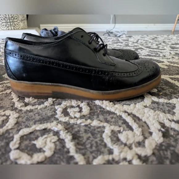 Diesel Wing Tips Black Leather Men's EU 42 US 9 - Picture 3 of 7